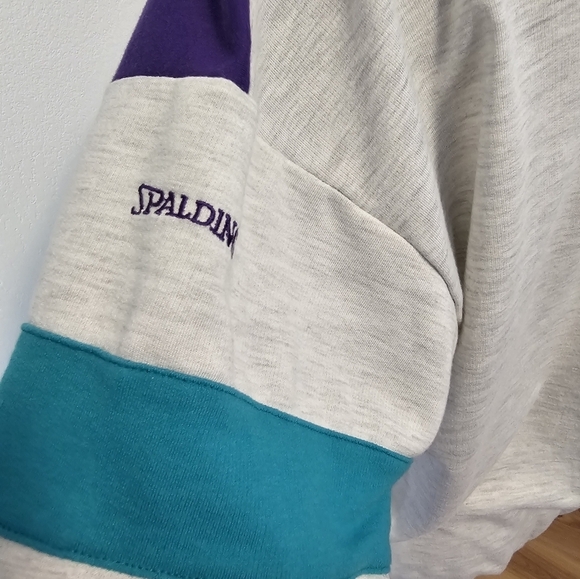 Spalding Vintage Gray, Purple, Teal Collared Polo Men's Size Large - Picture 6 of 9